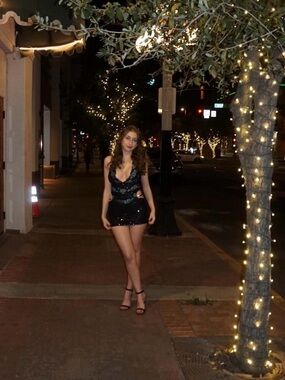 Fashion Nova Black and blue Sequin halter Mini Dress